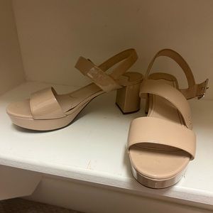 Prada nude heeled platform